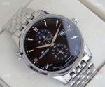 Jaeger-LeCoultre JLC Moonphase Man Stainless Steel Black Dial Watch 